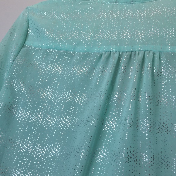 New York & Co Sky Blue Shimmer Blouse - Picture 6 of 10